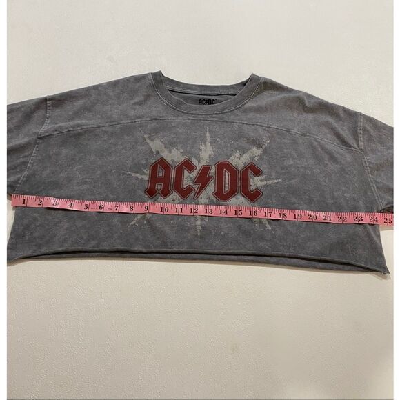 AC/DC Vintage Washed Gray Cropped Sweatshirt Women’s Large - Picture 4 of 6